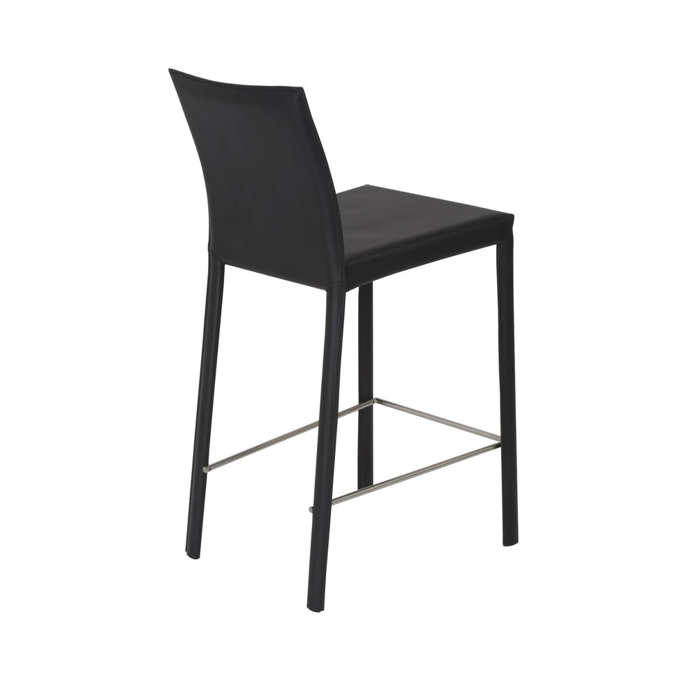 Set Of Two 37" Black Steel Low Back Counter Height Bar Chairs With Footrest By Homeroots | Bar Stools | Modishstore - 4