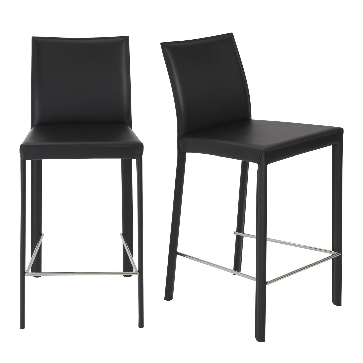 Set Of Two 37" Black Steel Low Back Counter Height Bar Chairs With Footrest By Homeroots | Bar Stools | Modishstore - 5