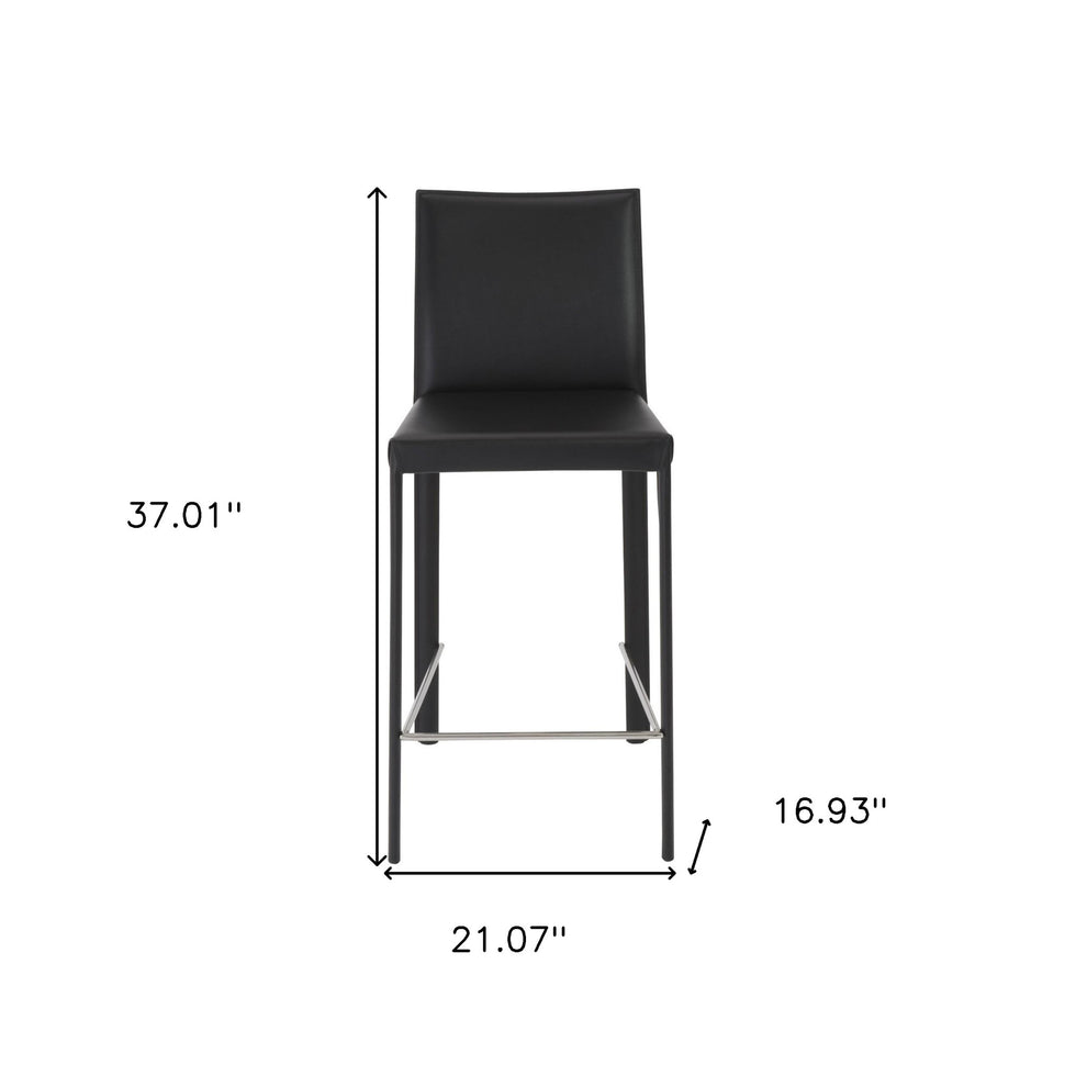 Set Of Two 37" Black Steel Low Back Counter Height Bar Chairs With Footrest By Homeroots | Bar Stools | Modishstore - 6