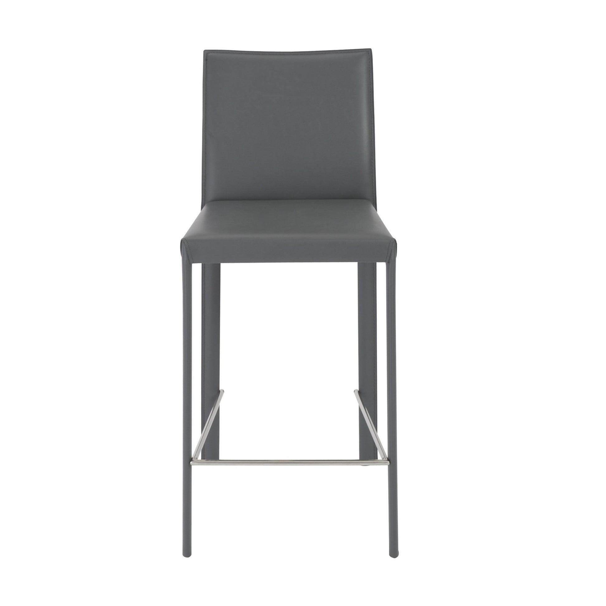 Set Of Two 37" Gray Steel Low Back Counter Height Bar Chairs With Footrest By Homeroots | Bar Stools | Modishstore