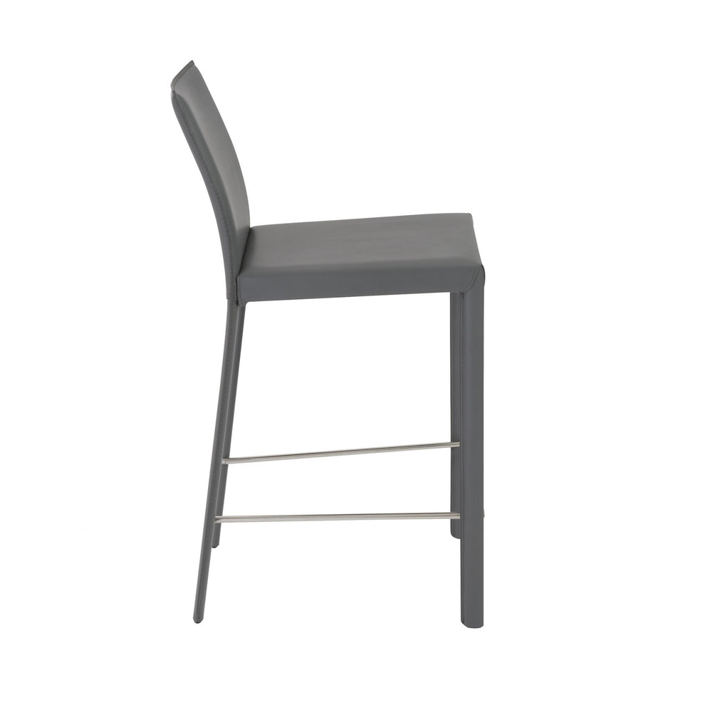 Set Of Two 37" Gray Steel Low Back Counter Height Bar Chairs With Footrest By Homeroots | Bar Stools | Modishstore - 4