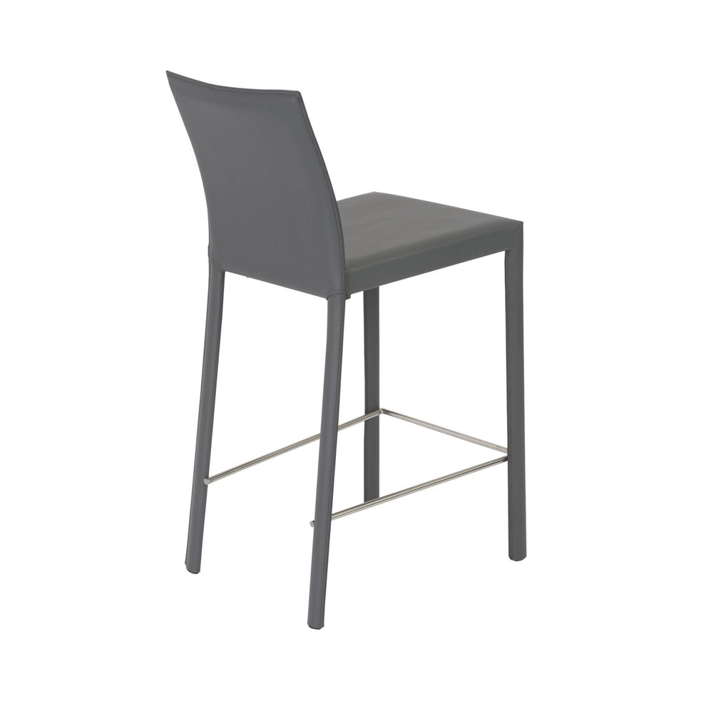 Set Of Two 37" Gray Steel Low Back Counter Height Bar Chairs With Footrest By Homeroots | Bar Stools | Modishstore - 5