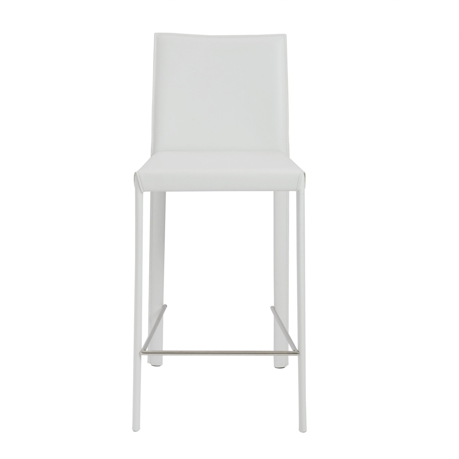 Set Of Two 37" White Steel Low Back Counter Height Bar Chairs With Footrest By Homeroots | Bar Stools | Modishstore