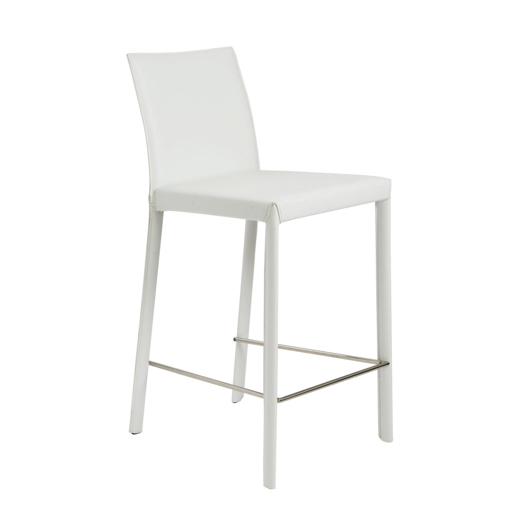 Set Of Two 37" White Steel Low Back Counter Height Bar Chairs With Footrest By Homeroots | Bar Stools | Modishstore - 2