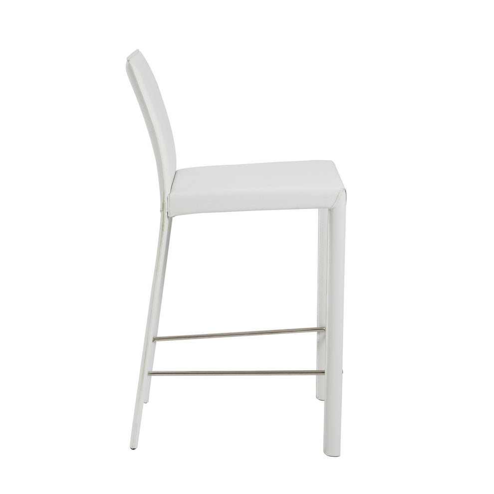 Set Of Two 37" White Steel Low Back Counter Height Bar Chairs With Footrest By Homeroots | Bar Stools | Modishstore - 3