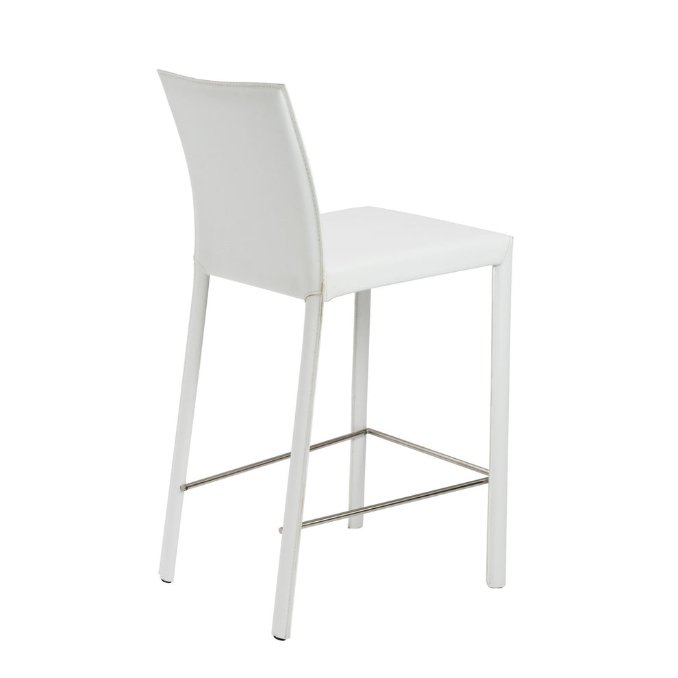 Set Of Two 37" White Steel Low Back Counter Height Bar Chairs With Footrest By Homeroots | Bar Stools | Modishstore - 4