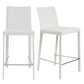 Set Of Two 37" White Steel Low Back Counter Height Bar Chairs With Footrest By Homeroots
