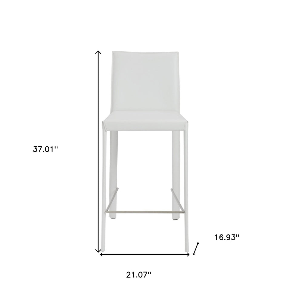 Set Of Two 37" White Steel Low Back Counter Height Bar Chairs With Footrest By Homeroots | Bar Stools | Modishstore - 6
