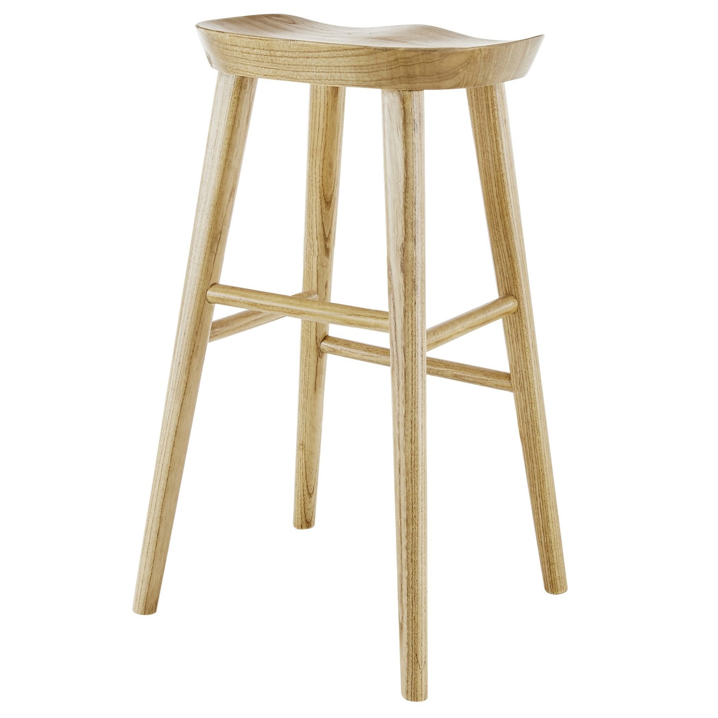 30" Light Natural Brown Solid Wood Bar Stool By Homeroots | Bar Stools | Modishstore - 5