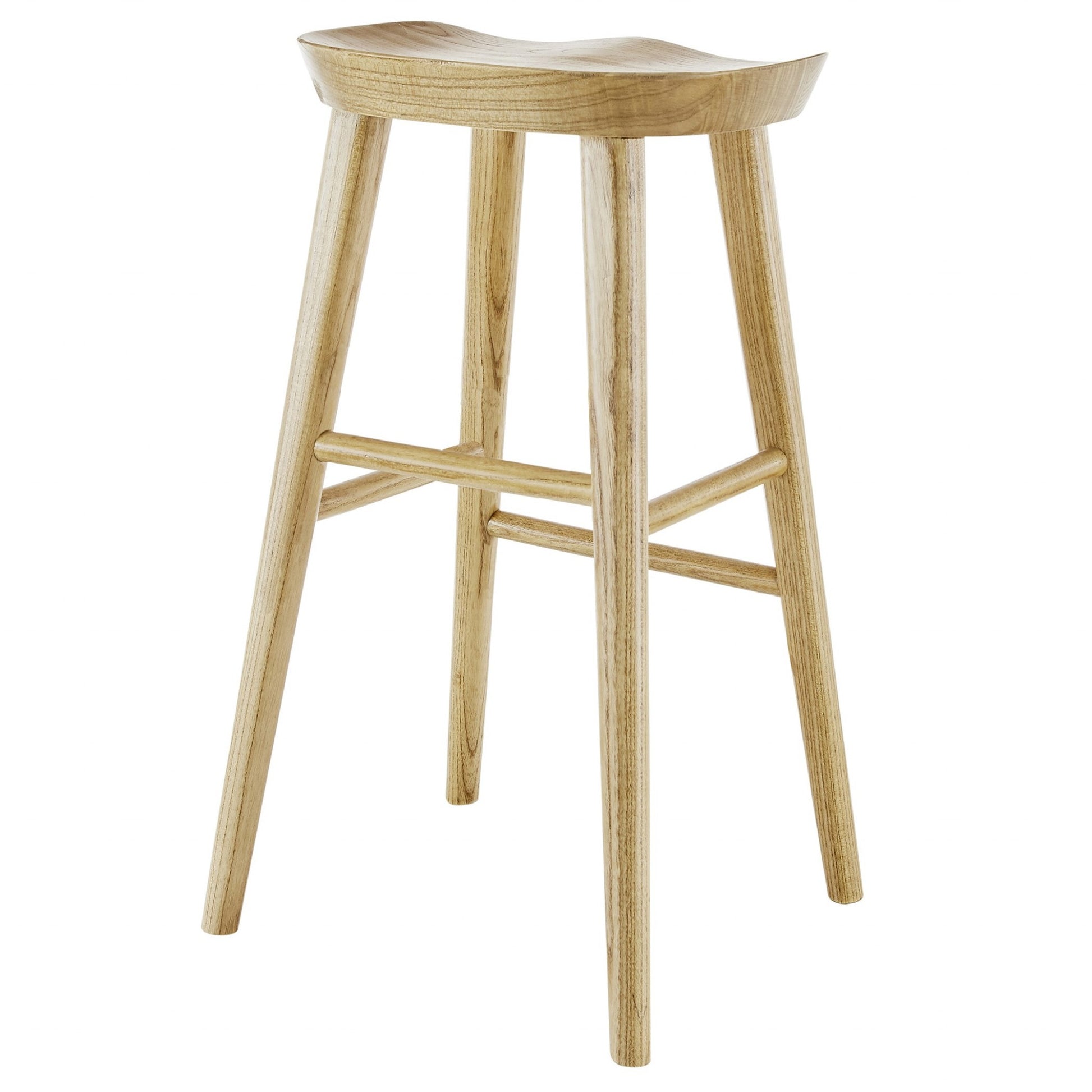 30" Light Natural Brown Solid Wood Bar Stool By Homeroots | Bar Stools | Modishstore - 5