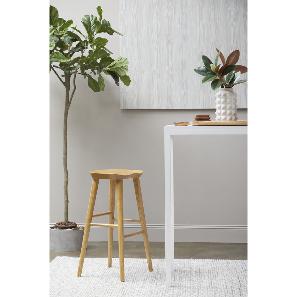 30" Light Natural Brown Solid Wood Bar Stool By Homeroots | Bar Stools | Modishstore - 7