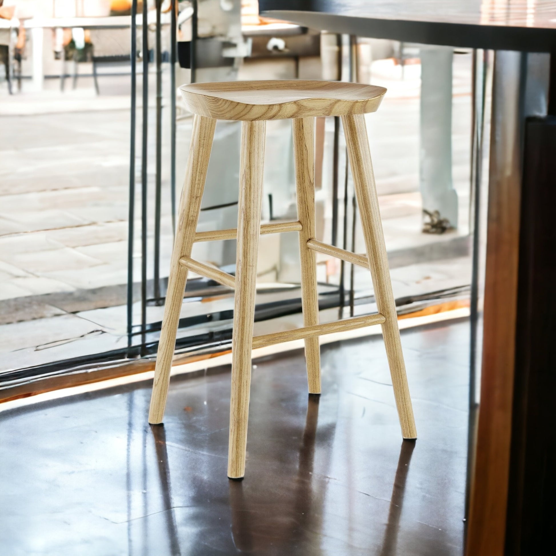 30" Light Natural Brown Solid Wood Bar Stool By Homeroots | Bar Stools | Modishstore