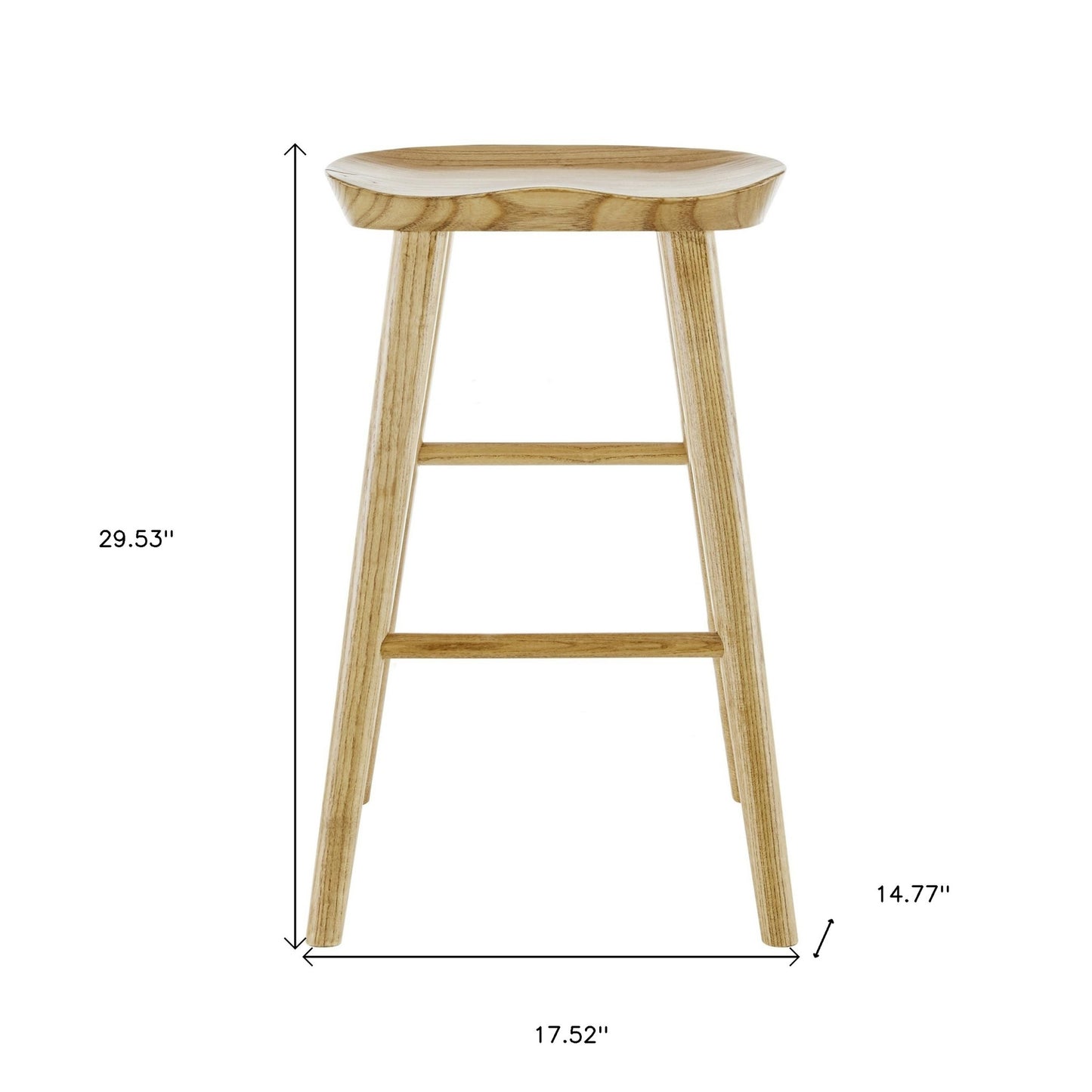 30" Light Natural Brown Solid Wood Bar Stool By Homeroots | Bar Stools | Modishstore - 8