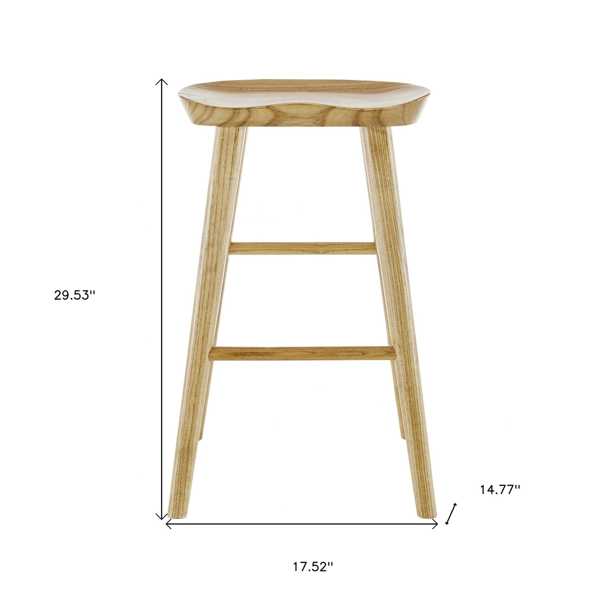 30" Light Natural Brown Solid Wood Bar Stool By Homeroots | Bar Stools | Modishstore - 8