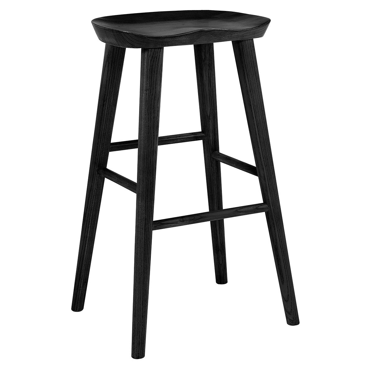 30" Black Solid Wood Bar Stool By Homeroots | Bar Stools | Modishstore - 2