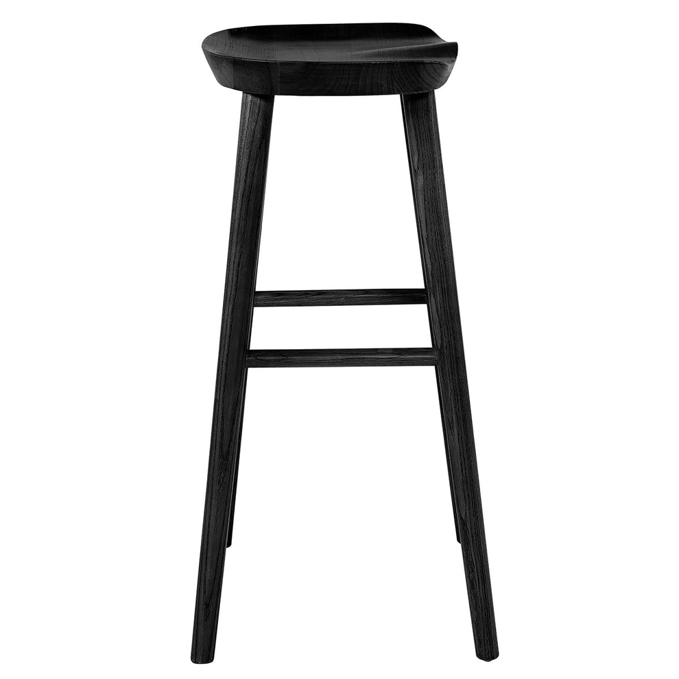 30" Black Solid Wood Bar Stool By Homeroots | Bar Stools | Modishstore - 3