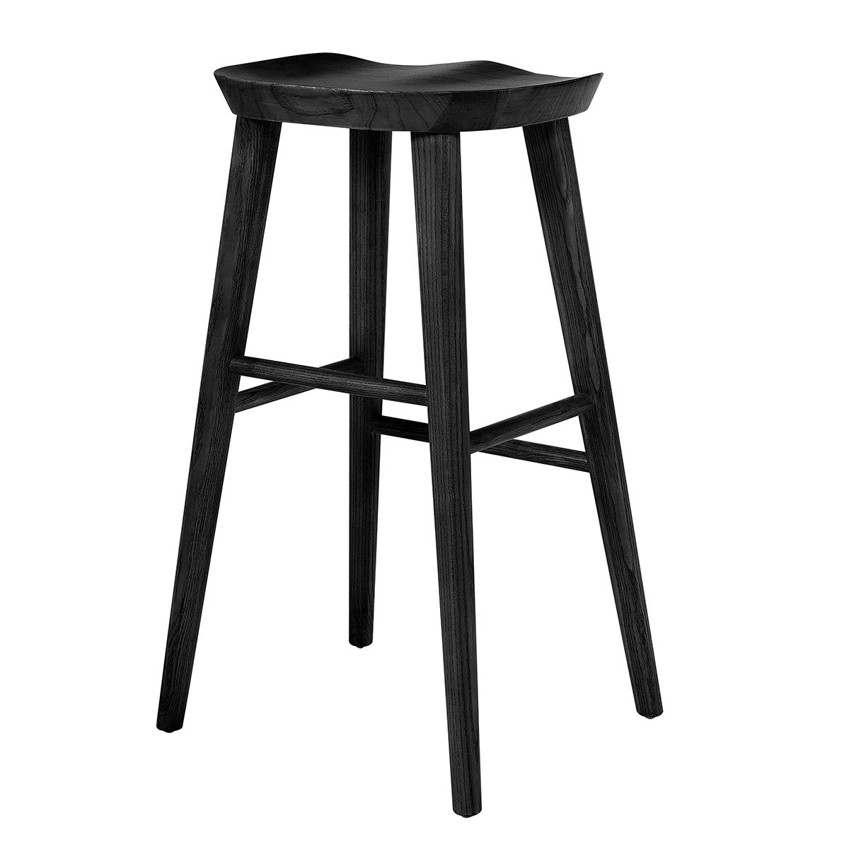 30" Black Solid Wood Bar Stool By Homeroots | Bar Stools | Modishstore - 4