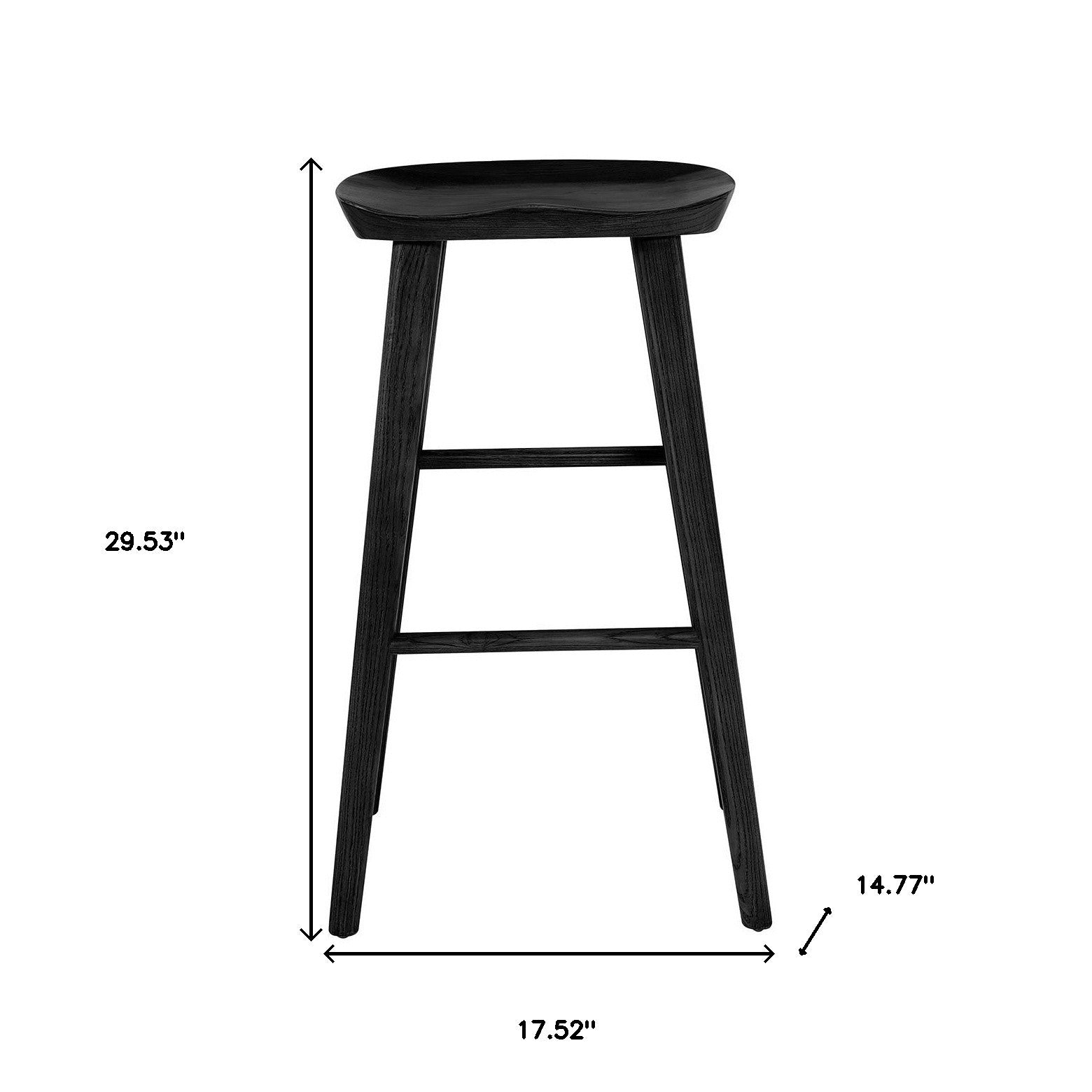 30" Black Solid Wood Bar Stool By Homeroots | Bar Stools | Modishstore - 6