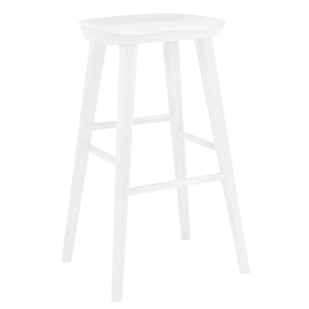 30" White Solid Wood Bar Stool By Homeroots | Bar Stools | Modishstore - 3