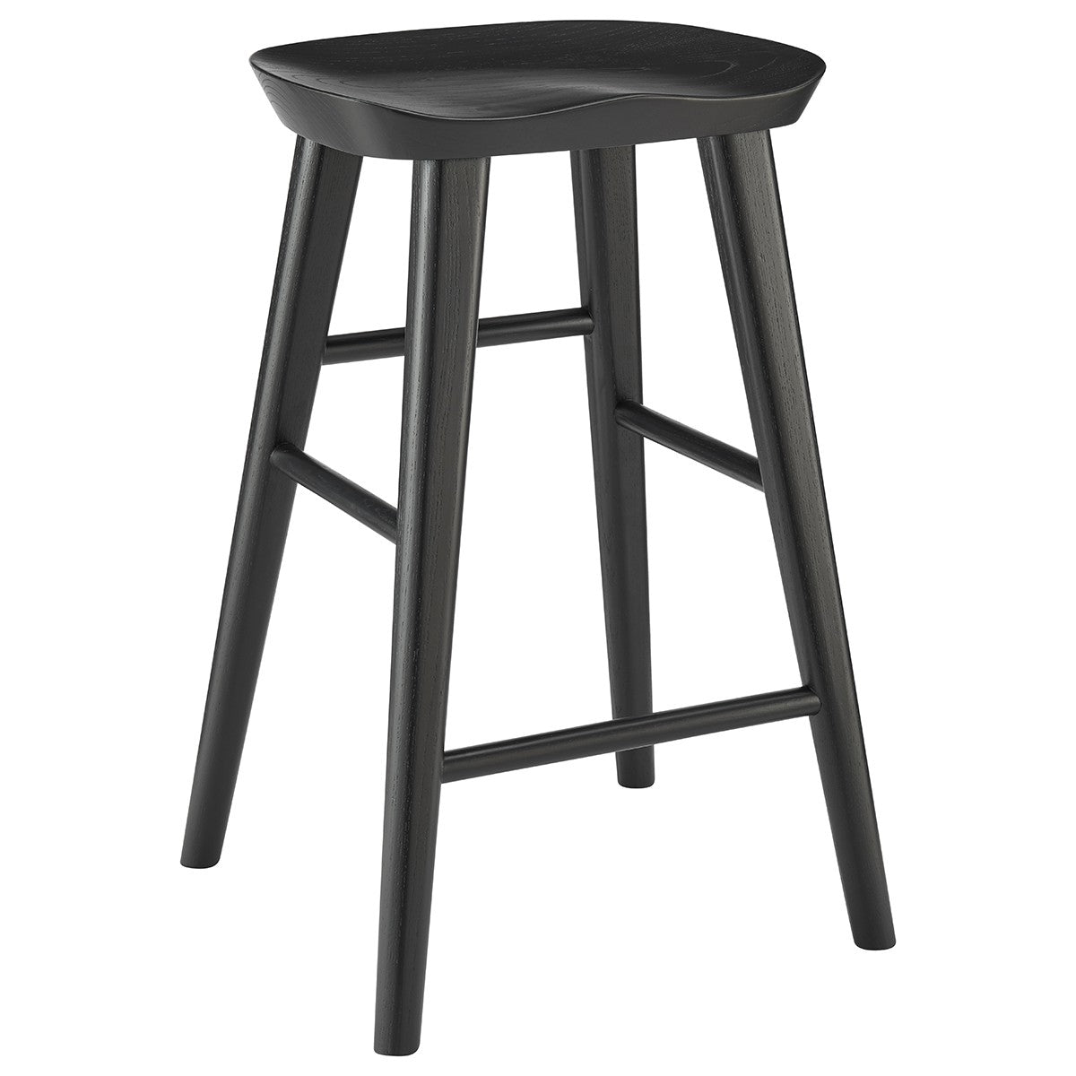 26" Black Solid Wood Counter Stool By Homeroots | Bar Stools | Modishstore - 3