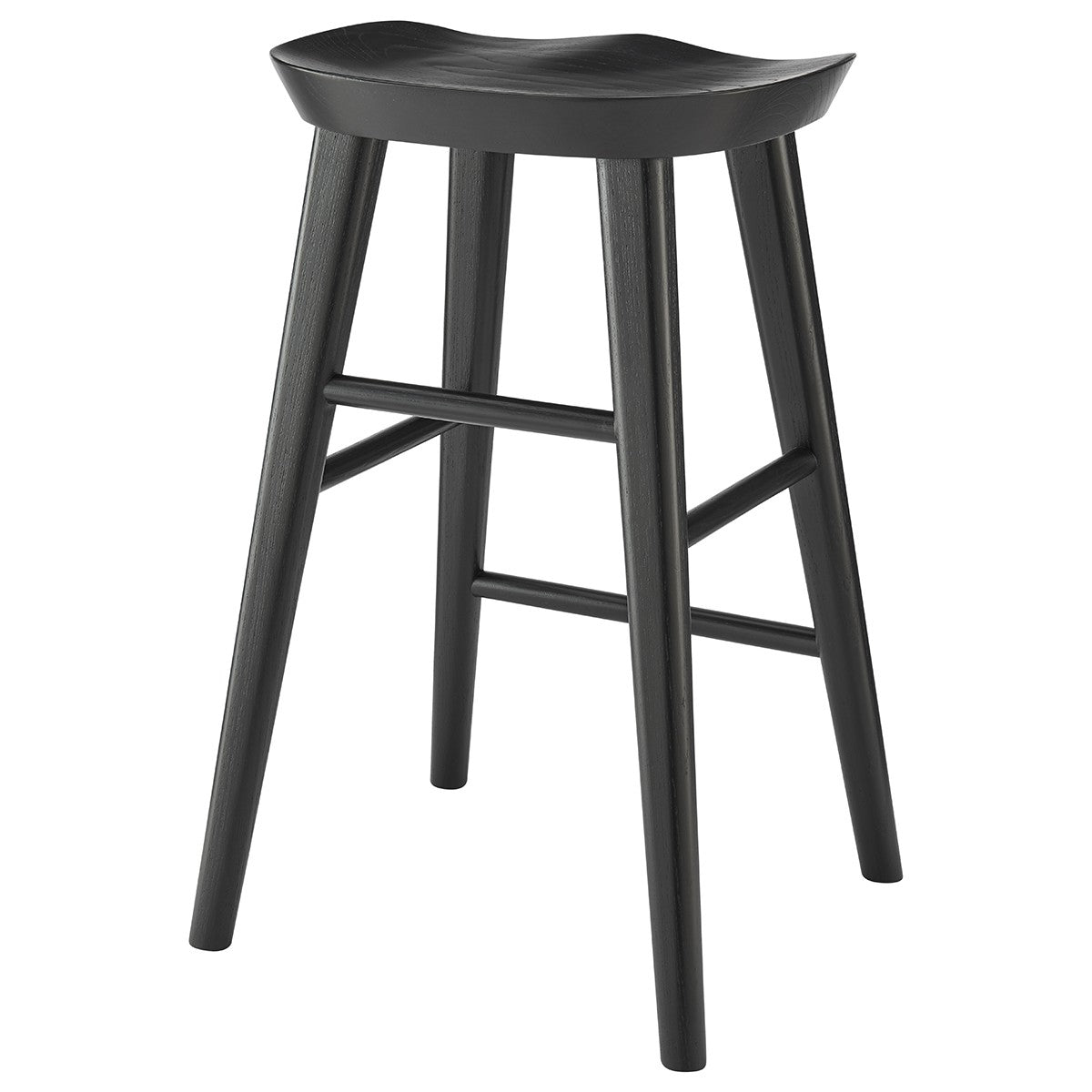 26" Black Solid Wood Counter Stool By Homeroots | Bar Stools | Modishstore - 5