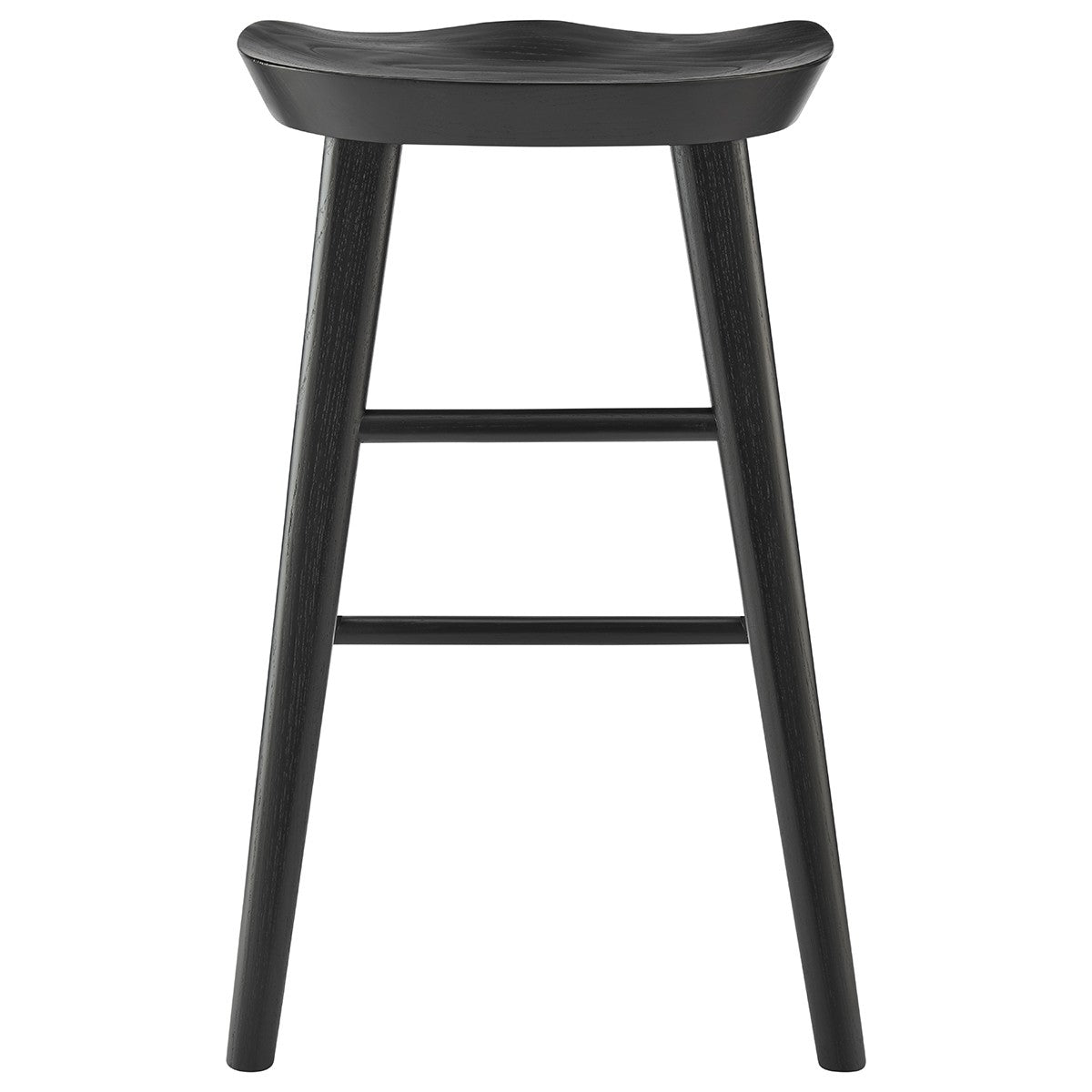 26" Black Solid Wood Counter Stool By Homeroots