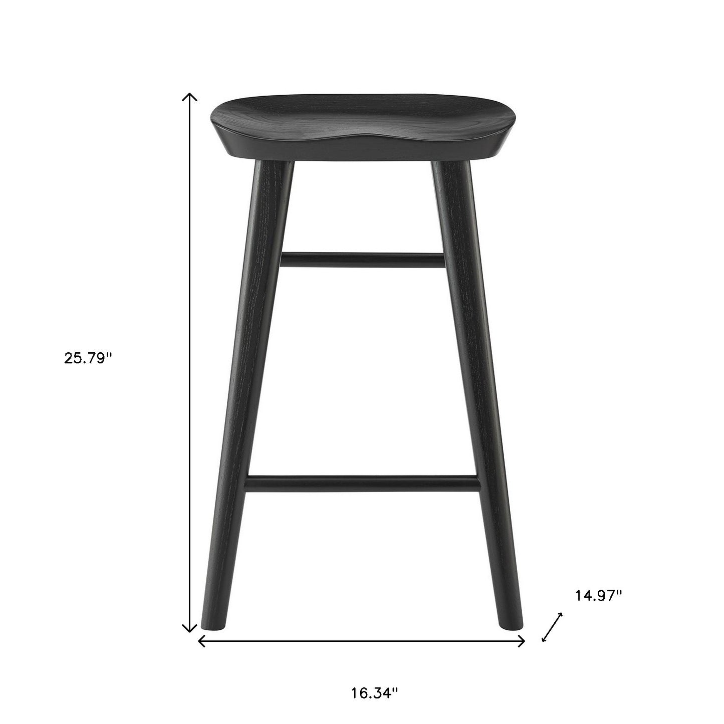 26" Black Solid Wood Counter Stool By Homeroots | Bar Stools | Modishstore - 7