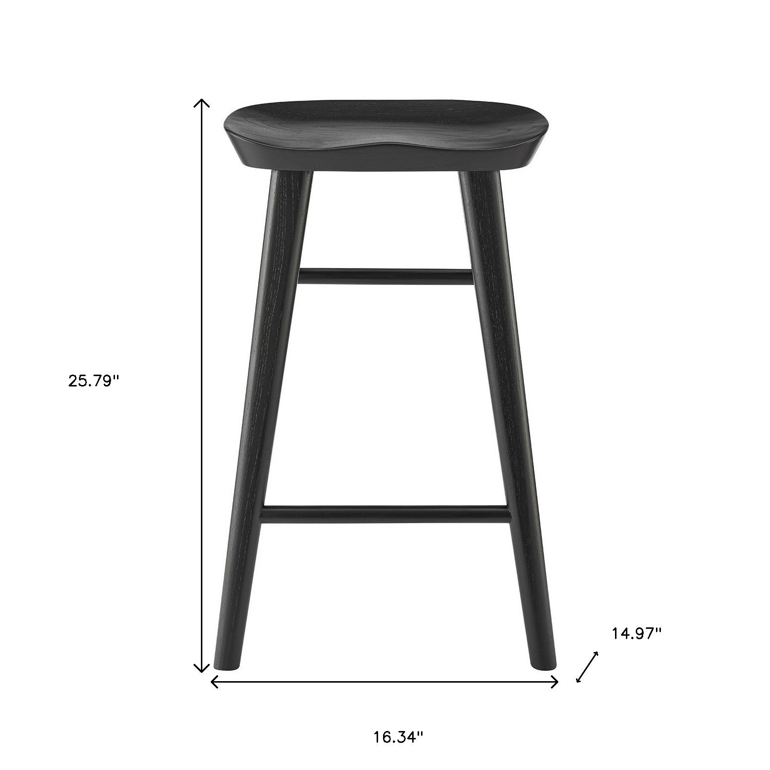 26" Black Solid Wood Counter Stool By Homeroots | Bar Stools | Modishstore - 7