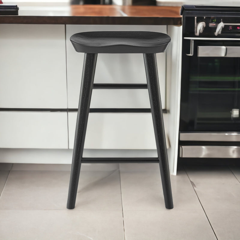 26" Black Solid Wood Counter Stool By Homeroots | Bar Stools | Modishstore