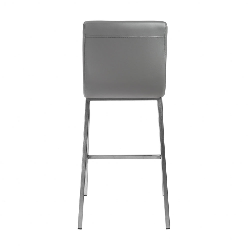 Set Of Two 36" Gray And Silver Steel Low Back Counter Height Bar Chairs With Footrest By Homeroots | Bar Stools | Modishstore - 6