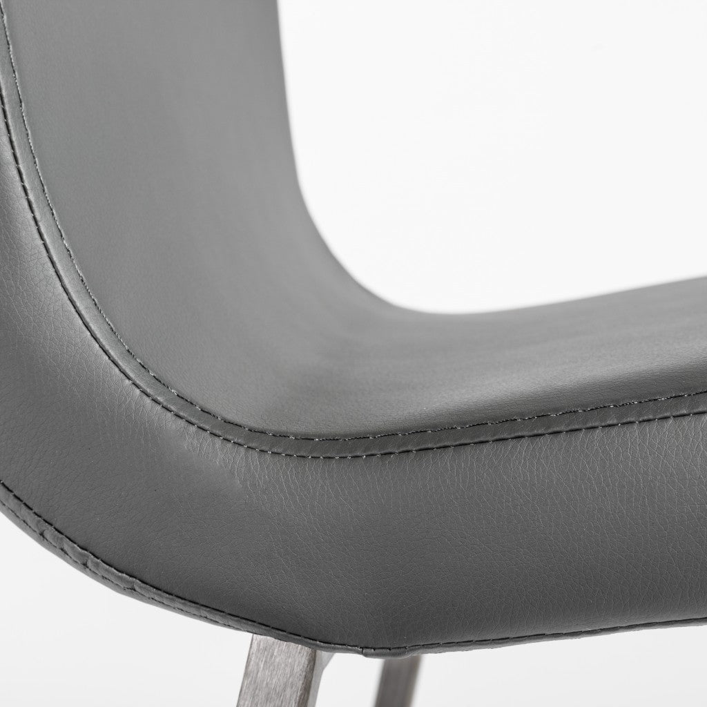 Set Of Two 36" Gray And Silver Steel Low Back Counter Height Bar Chairs With Footrest By Homeroots | Bar Stools | Modishstore - 9