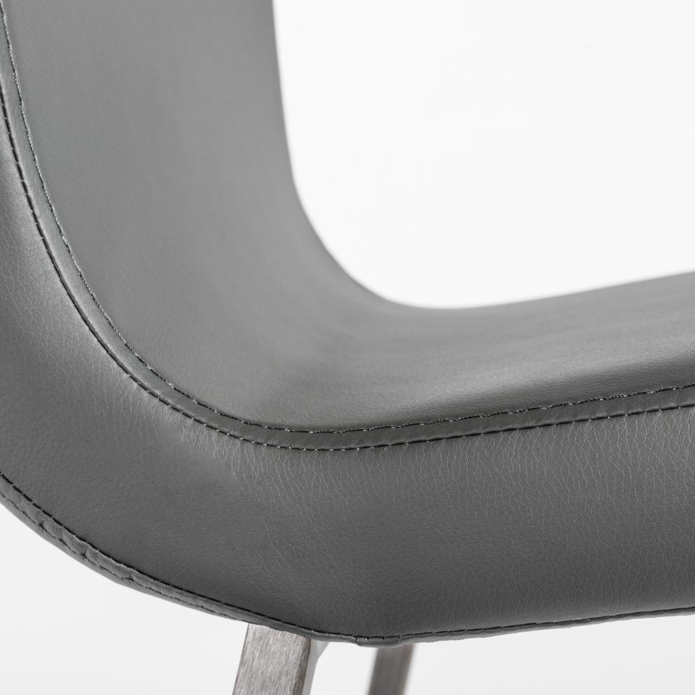 Set Of Two 36" Gray And Silver Steel Low Back Counter Height Bar Chairs With Footrest By Homeroots | Bar Stools | Modishstore - 9