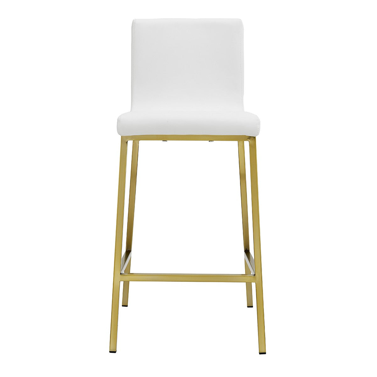 Set of Two Gray Faux leather and Gold Bar Stools By Homeroots | Bar Stools | Modishstore