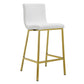 Set of Two Gray Faux leather and Gold Bar Stools By Homeroots