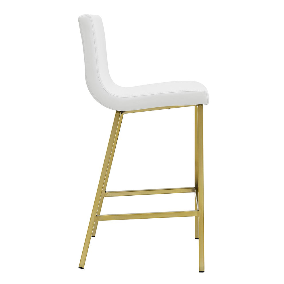 Set of Two Gray Faux leather and Gold Bar Stools By Homeroots | Bar Stools | Modishstore - 3