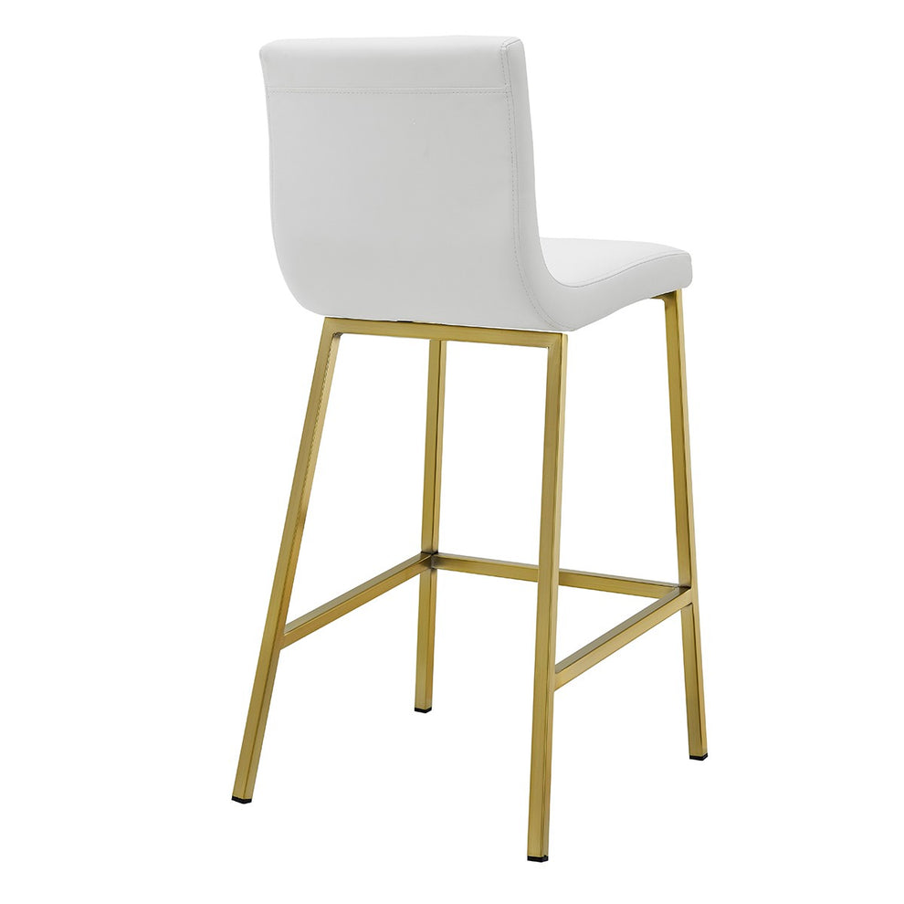 Set of Two Gray Faux leather and Gold Bar Stools By Homeroots | Bar Stools | Modishstore - 4