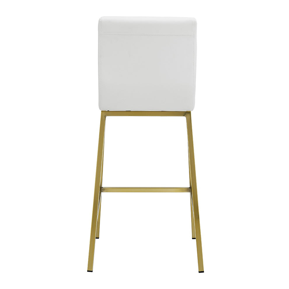 Set of Two Gray Faux leather and Gold Bar Stools By Homeroots | Bar Stools | Modishstore - 5