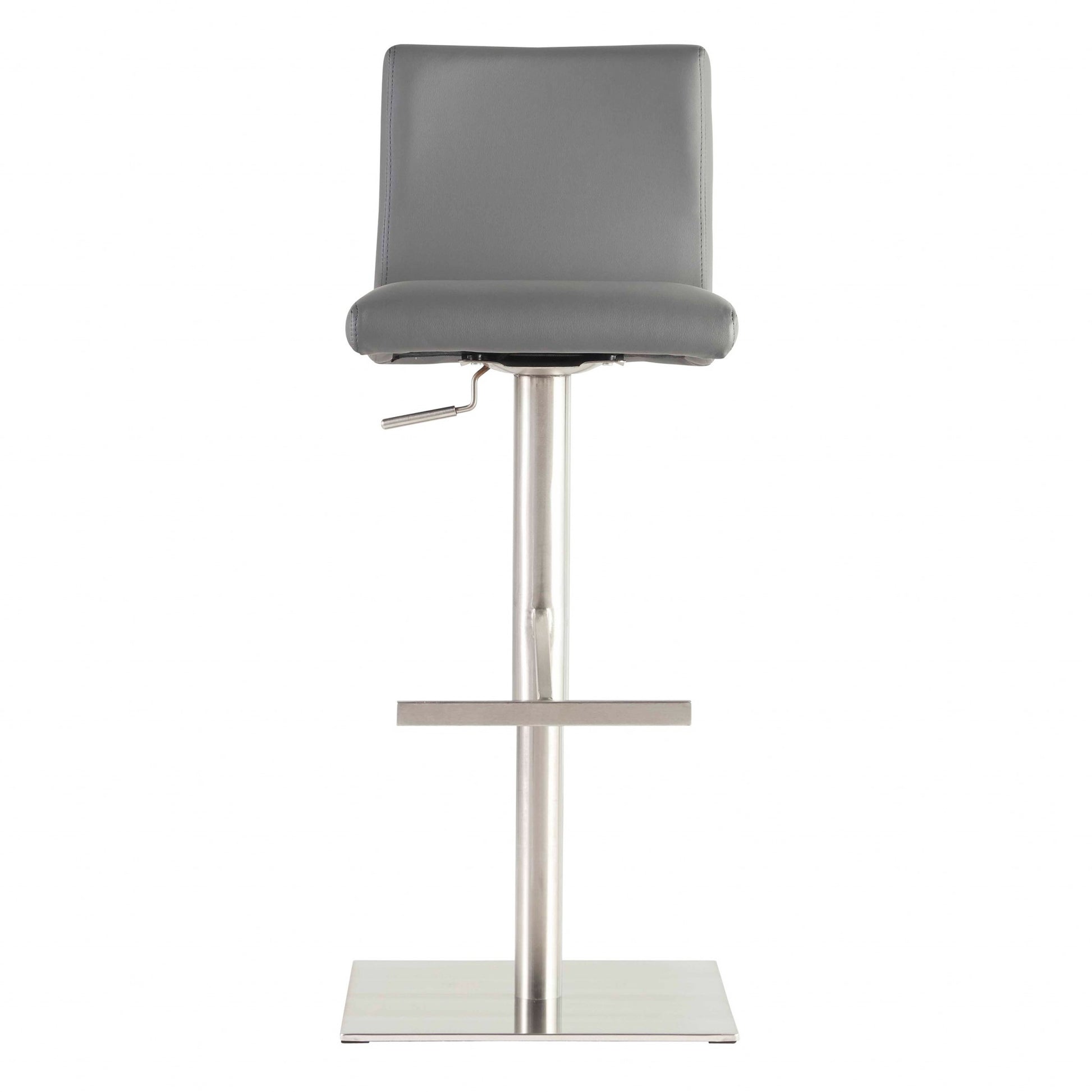 Adjustable Gray Faux Leather Aluminum Stool By Homeroots | Bar Stools | Modishstore - 2