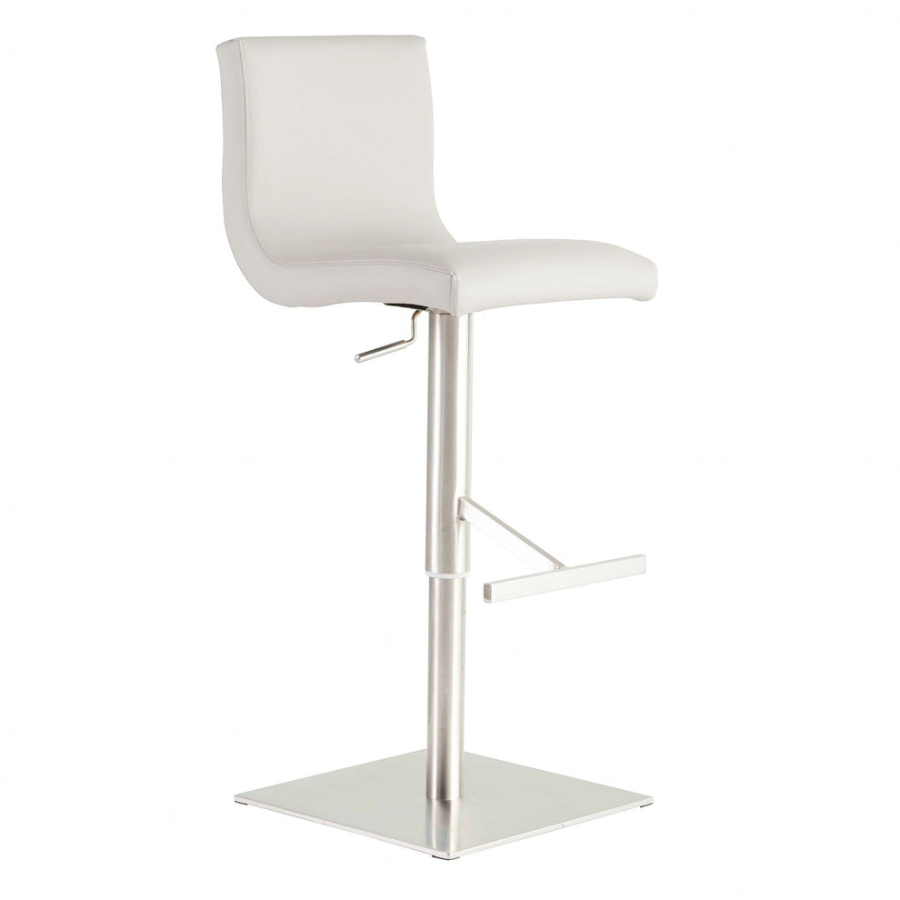Adjustable Gray Faux Leather Aluminum Stool By Homeroots | Bar Stools | Modishstore - 3