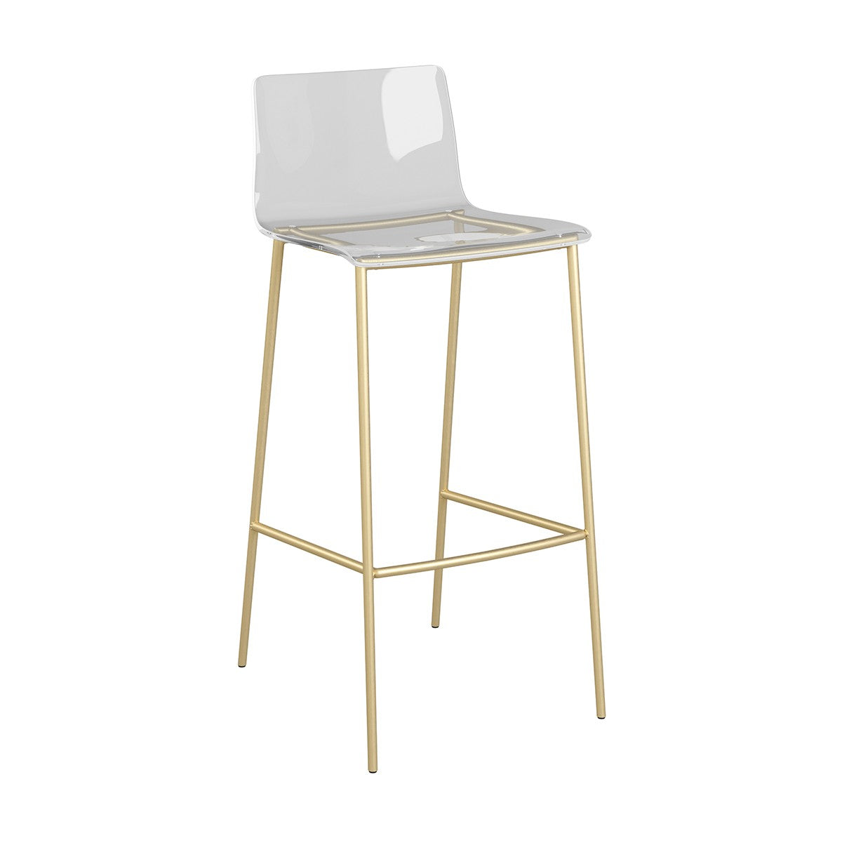 Set of Two Contemporary Acrylic and Gold Bar Stools By Homeroots | Bar Stools | Modishstore - 2