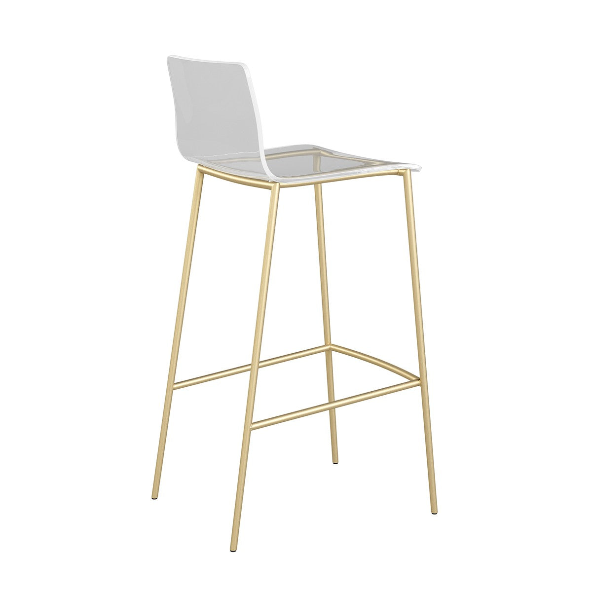Set of Two Contemporary Acrylic and Gold Bar Stools By Homeroots | Bar Stools | Modishstore - 4
