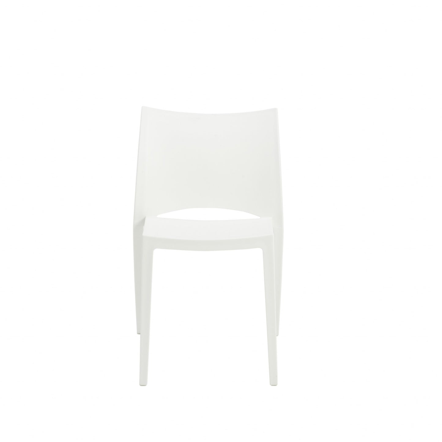 Set Of Two White Stacking Indoor Or Outdoor Chairs By Homeroots | Dining Chairs | Modishstore