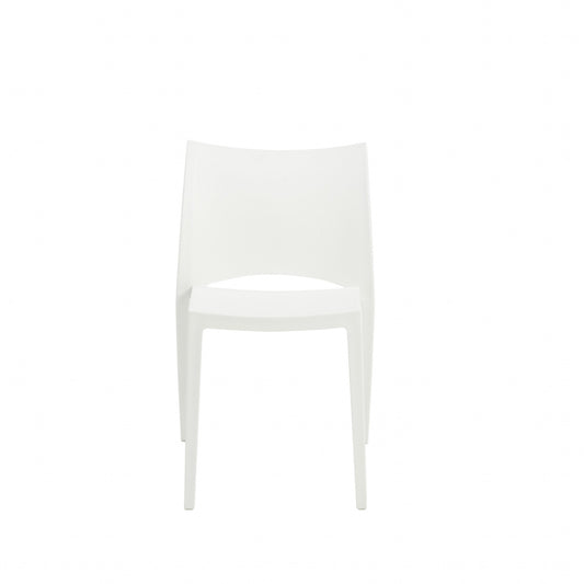 Set Of Two White Stacking Indoor Or Outdoor Chairs By Homeroots | Dining Chairs | Modishstore