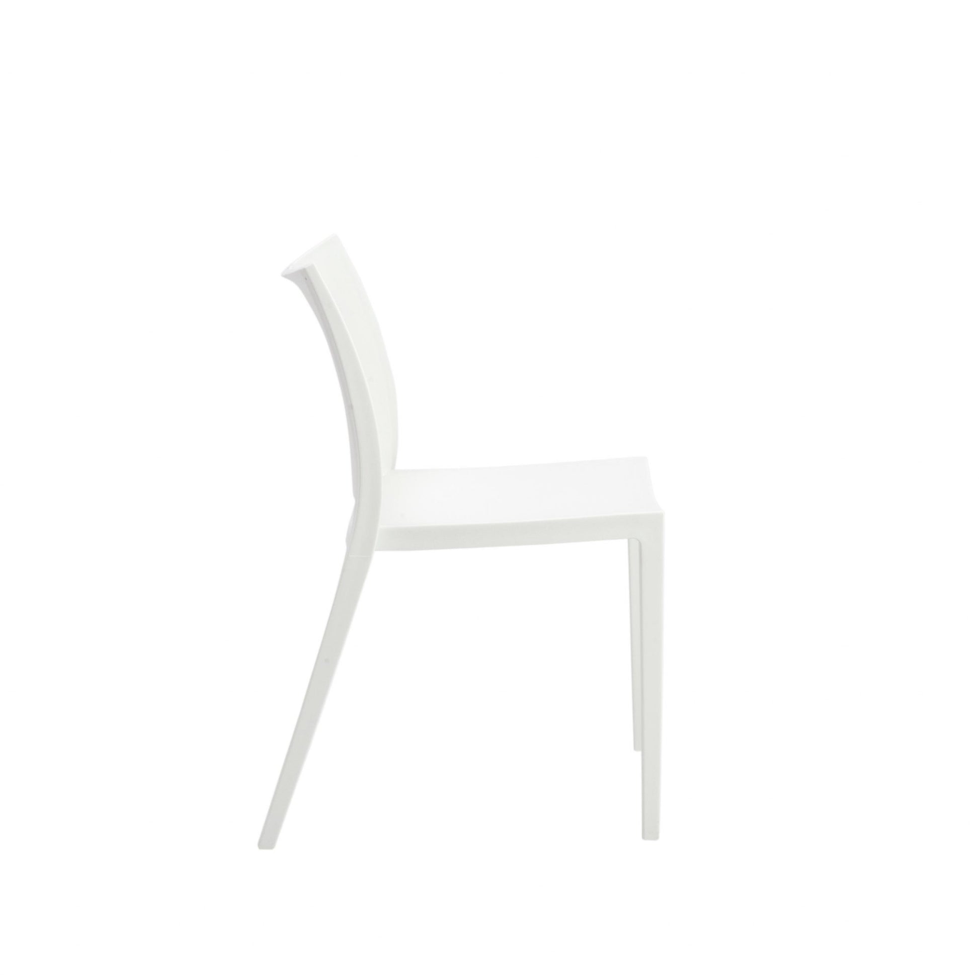 Set Of Two White Stacking Indoor Or Outdoor Chairs By Homeroots | Dining Chairs | Modishstore - 3