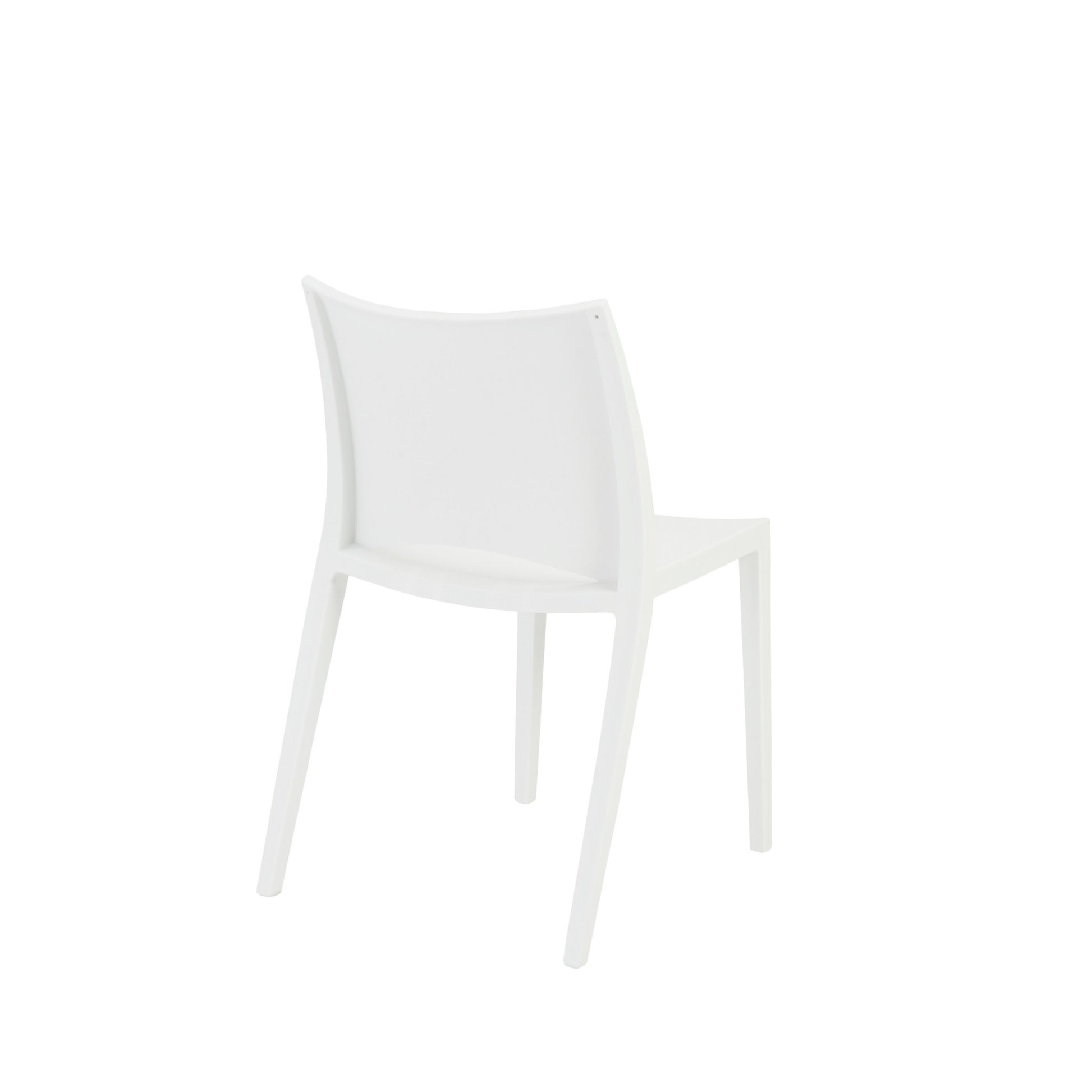 Set Of Two White Stacking Indoor Or Outdoor Chairs By Homeroots | Dining Chairs | Modishstore - 4