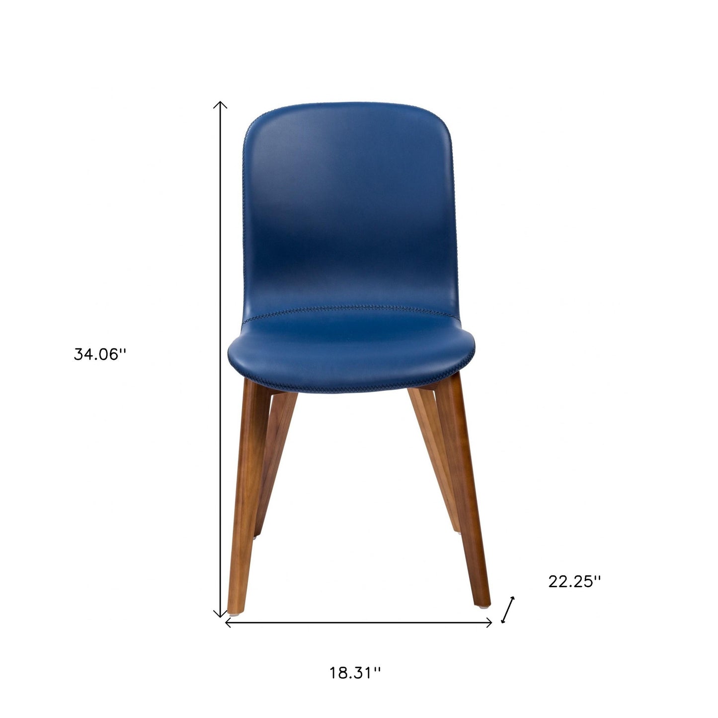 Set Of Two Blue Faux Leather And Walnut Dining Or Side Chairs By Homeroots | Dining Chairs | Modishstore - 6