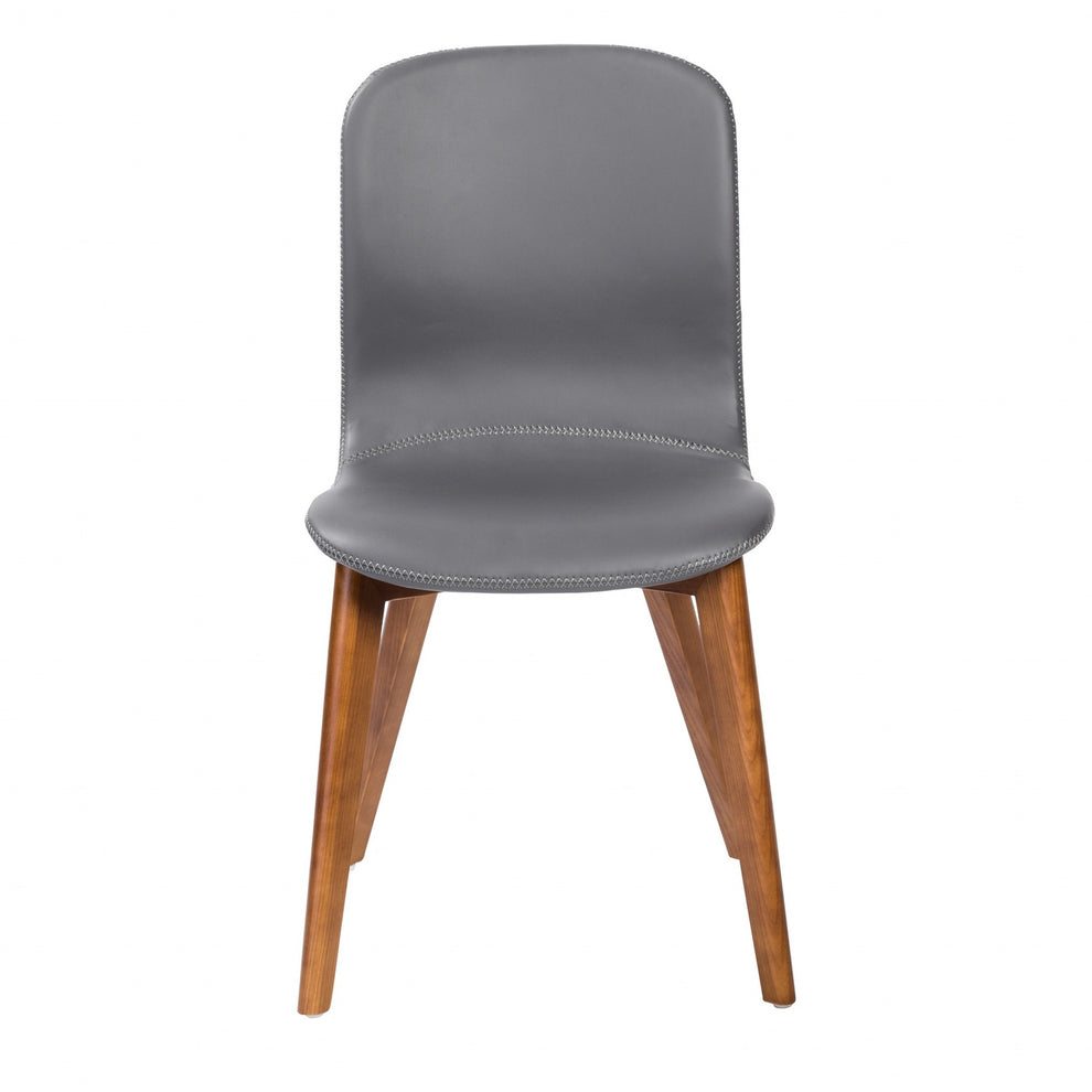 Set Of Two Blue Faux Leather And Walnut Dining Or Side Chairs By Homeroots | Dining Chairs | Modishstore - 9