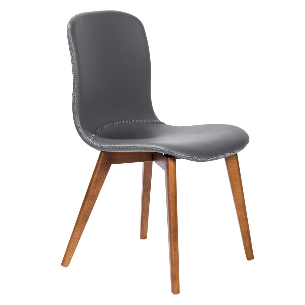Set Of Two Blue Faux Leather And Walnut Dining Or Side Chairs By Homeroots | Dining Chairs | Modishstore - 10