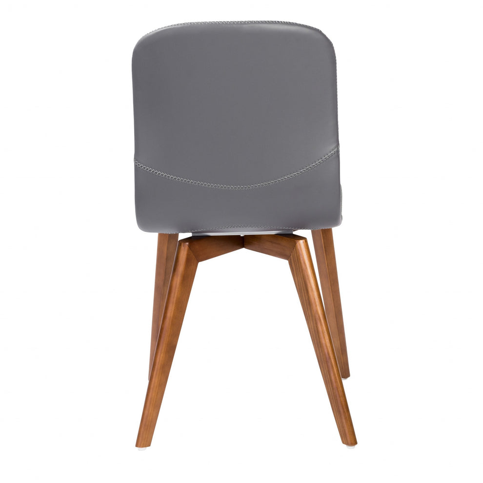 Set Of Two Blue Faux Leather And Walnut Dining Or Side Chairs By Homeroots | Dining Chairs | Modishstore - 13
