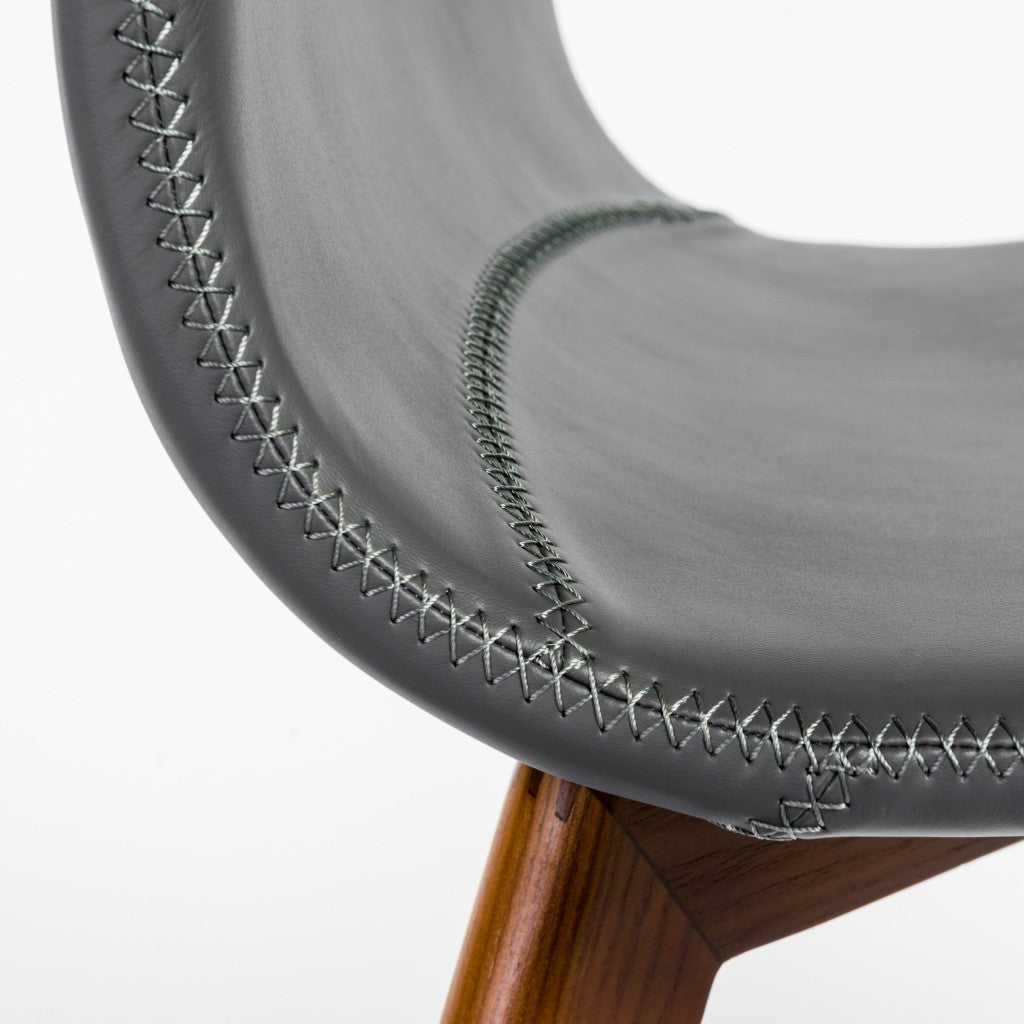 Set Of Two Blue Faux Leather And Walnut Dining Or Side Chairs By Homeroots | Dining Chairs | Modishstore - 15